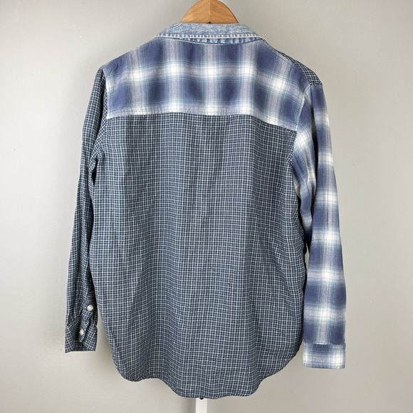 American Eagle Outfitters Shirt Top Womens S Blue Plaid Patchwork‎ Grunge Skater - Picture 5 of 6